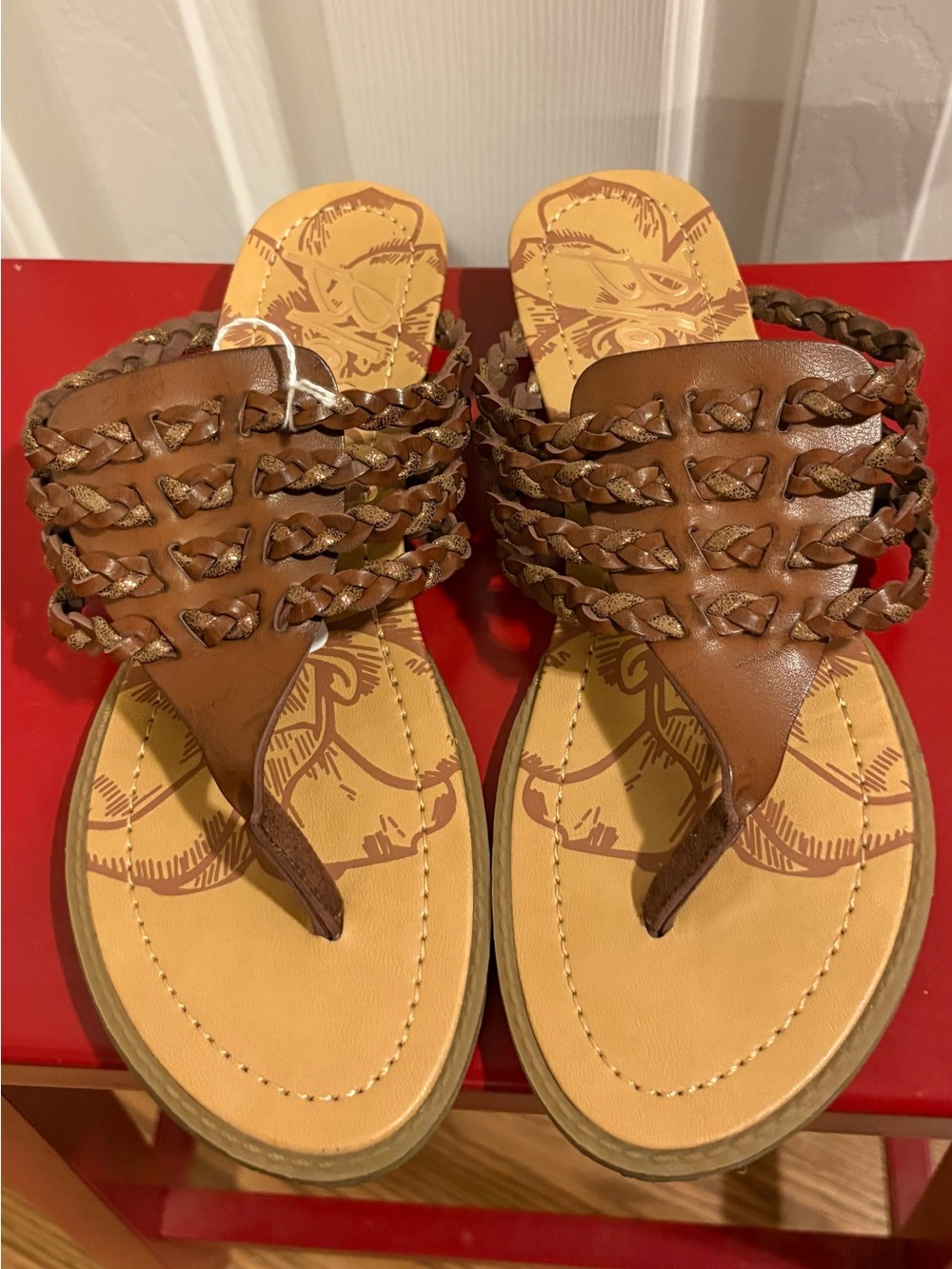Blowfish Malibu Women's Beeman Braided Thong Sandals Brown Size 8.5